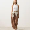 Pantalones bombachos a rayas 100 % lino