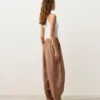 Pantalones bombachos a rayas 100 % lino
