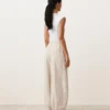 Pantalones bombachos a rayas 100 % lino