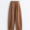 Pantalones bombachos a rayas 100 % lino