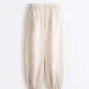 Pantalones bombachos a rayas 100 % lino