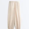 Pantalones bombachos a rayas 100 % lino