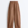 Pantalones bombachos a rayas 100 % lino