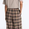 Pantalones bombachos de mezcla de algodón con estampado de cuadros Pantalones bombachos de mezcla de algodón con estampado de cuadros