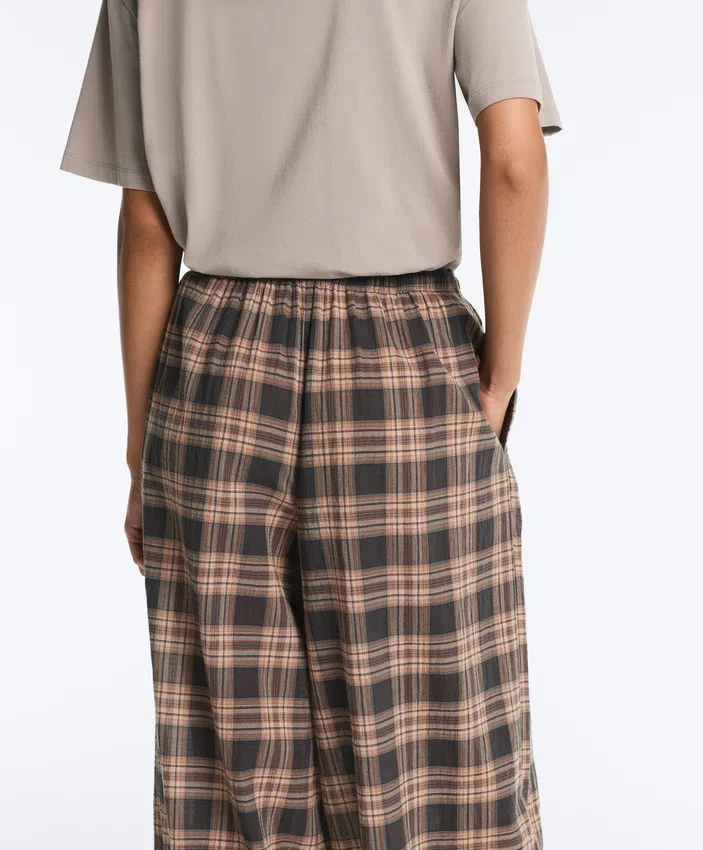Pantalones bombachos de mezcla de algodón con estampado de cuadros Pantalones bombachos de mezcla de algodón con estampado de cuadros