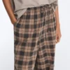 Pantalones bombachos de mezcla de algodón con estampado de cuadros Pantalones bombachos de mezcla de algodón con estampado de cuadros