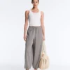 Pantalones bombachos largos de mezcla de lyocell con estampado de cuadros vichy Pantalones bombachos largos de mezcla de lyocell con estampado de cuadros vichy