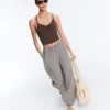 Pantalones bombachos largos de mezcla de lyocell con estampado de cuadros vichy Pantalones bombachos largos de mezcla de lyocell con estampado de cuadros vichy