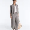 Pantalones bombachos largos de mezcla de lyocell con estampado de cuadros vichy Pantalones bombachos largos de mezcla de lyocell con estampado de cuadros vichy