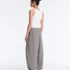 Pantalones bombachos largos de mezcla de lyocell con estampado de cuadros vichy Pantalones bombachos largos de mezcla de lyocell con estampado de cuadros vichy