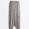 Pantalones bombachos largos de mezcla de lyocell con estampado de cuadros vichy Pantalones bombachos largos de mezcla de lyocell con estampado de cuadros vichy