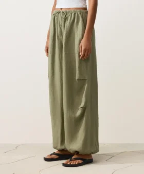 Pantalones bombachos tipo cargo 100 % lino