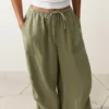 Pantalones bombachos tipo cargo 100 % lino