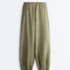 Pantalones bombachos tipo cargo 100 % lino