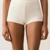 Pantalones cortos de bikini de cintura alta de croché con textura de burbujas Pantalones cortos de bikini de cintura alta de croché con textura de burbujas