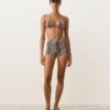 Pantalones cortos de bikini de talle alto con estampado de serpiente Pantalones cortos de bikini de talle alto con estampado de serpiente