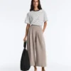 Pantalones cortos de pierna ancha con tacto Soft Touch y modal con pliegues Pantalones cortos de pierna ancha con tacto Soft Touch y modal con pliegues