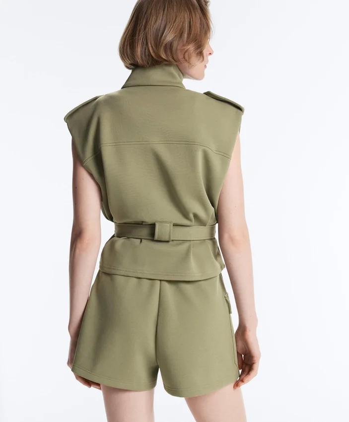 Pantalones cortos de piqué con bolsillos de algodón Pantalones cortos de piqué con bolsillos de algodón