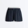 Pantalones cortos de piqué de algodón a rayas