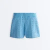 Pantalones cortos de punto trenzado lavado