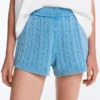 Pantalones cortos de punto trenzado lavado