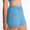 Pantalones cortos de punto trenzado lavado