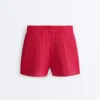 Pantalones cortos de punto trenzado lavado