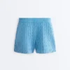 Pantalones cortos de punto trenzado lavado