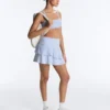 Pantalones cortos de talle alto con volantes a rayas