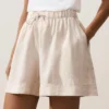 Pantalones cortos de talle medio 100 % lino
