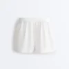 Pantalones cortos de talle medio 100 % lino