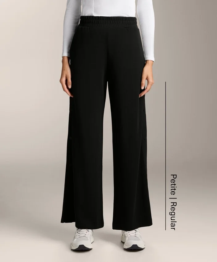 Pantalones de corte recto con botones y ribete de modal Soft Touch Pantalones de corte recto con botones y ribete de modal Soft Touch