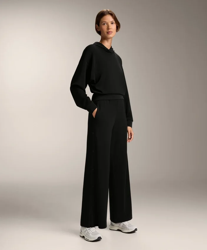 Pantalones de corte recto con botones y ribete de modal Soft Touch Pantalones de corte recto con botones y ribete de modal Soft Touch