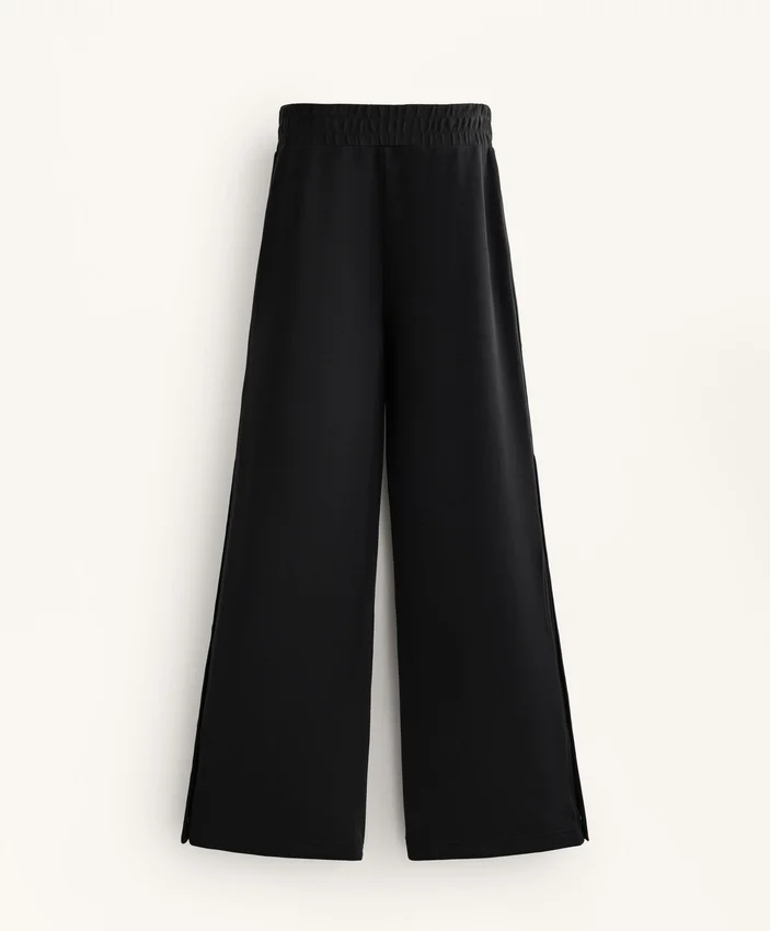 Pantalones de corte recto con botones y ribete de modal Soft Touch Pantalones de corte recto con botones y ribete de modal Soft Touch