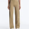 Pantalones de corte recto con efecto neopreno, cintura alta y ribete