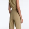 Pantalones de corte recto con efecto neopreno, cintura alta y ribete
