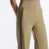 Pantalones de corte recto con efecto neopreno, cintura alta y ribete