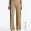 Pantalones de corte recto con efecto neopreno, cintura alta y ribete