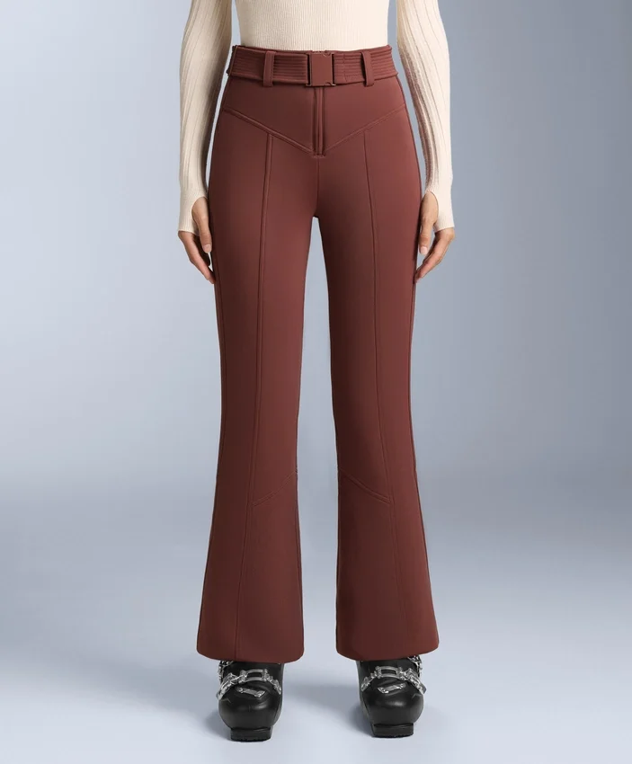 Pantalones de esquí elásticos, acampanados y de talle alto, resistentes al agua Pantalones de esquí elásticos, acampanados y de talle alto, resistentes al agua