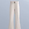 Pantalones de esquí elásticos, acampanados y de talle alto, resistentes al agua