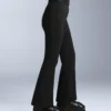 Pantalones de esquí elásticos, acampanados y de talle alto, resistentes al agua
