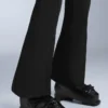 Pantalones de esquí elásticos, acampanados y de talle alto, resistentes al agua
