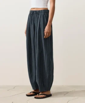 Pantalones de estilo globo 100 % lino