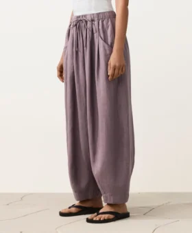 Pantalones de estilo globo 100 % lino