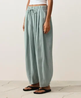 Pantalones de estilo globo 100 % lino