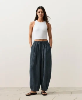 Pantalones de estilo globo 100 % lino