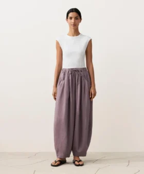 Pantalones de estilo globo 100 % lino