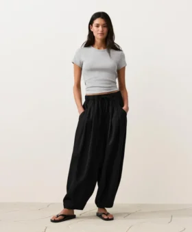 Pantalones de estilo globo 100 % lino