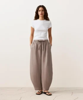 Pantalones de estilo globo 100 % lino