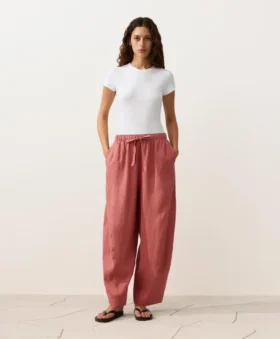 Pantalones de estilo globo 100 % lino